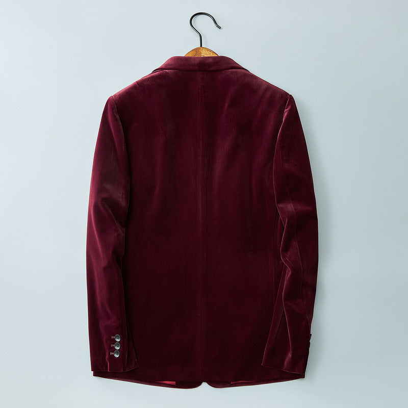 Slim-fit Lapel Velvet Jacket