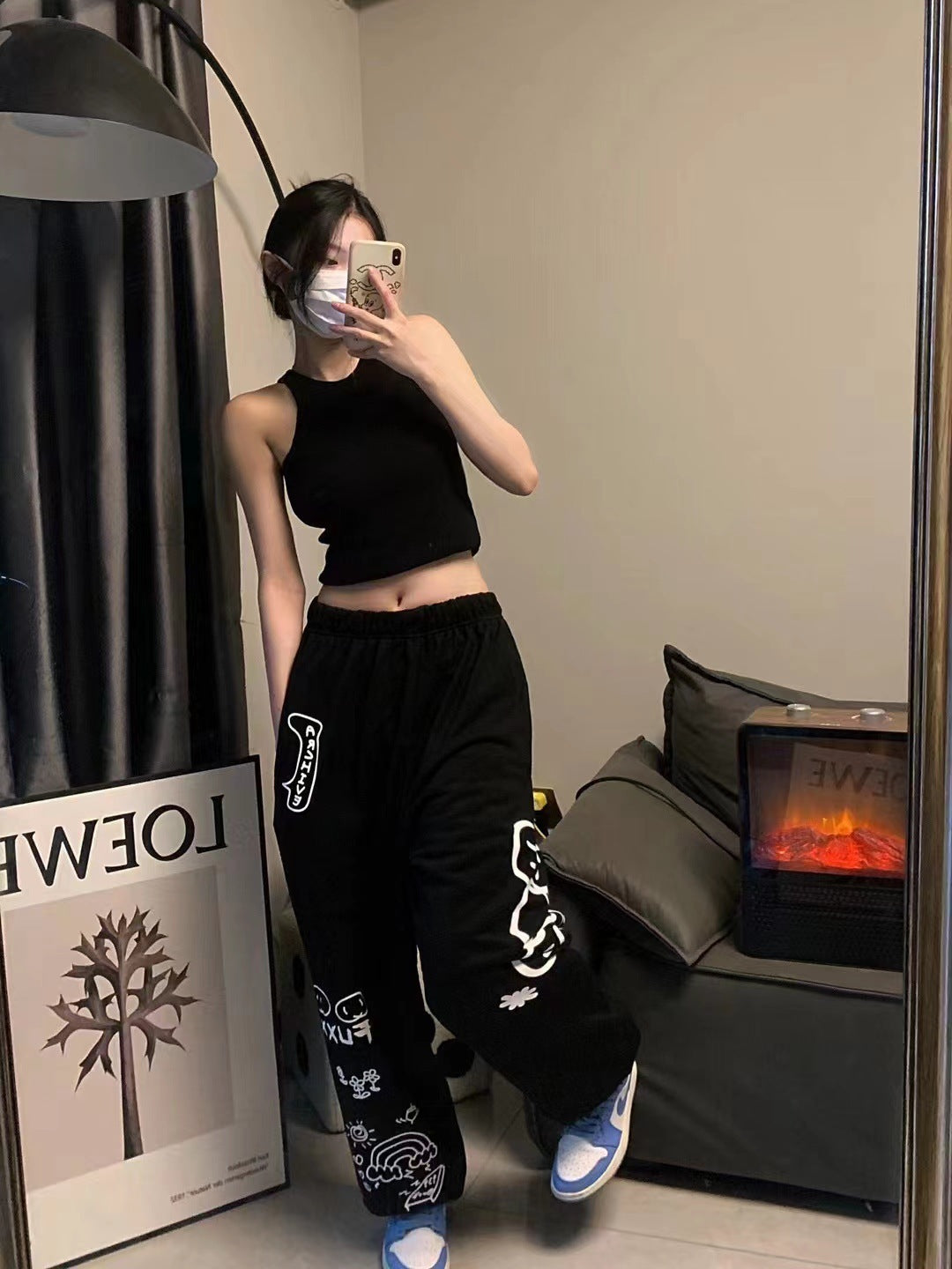 Graffiti Letter Loose Straight-leg Wide-leg Pants