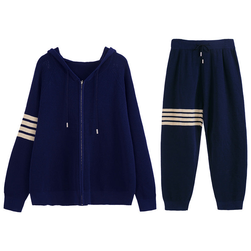 Cardigan Jacket Wide-leg Pants Knit Suit