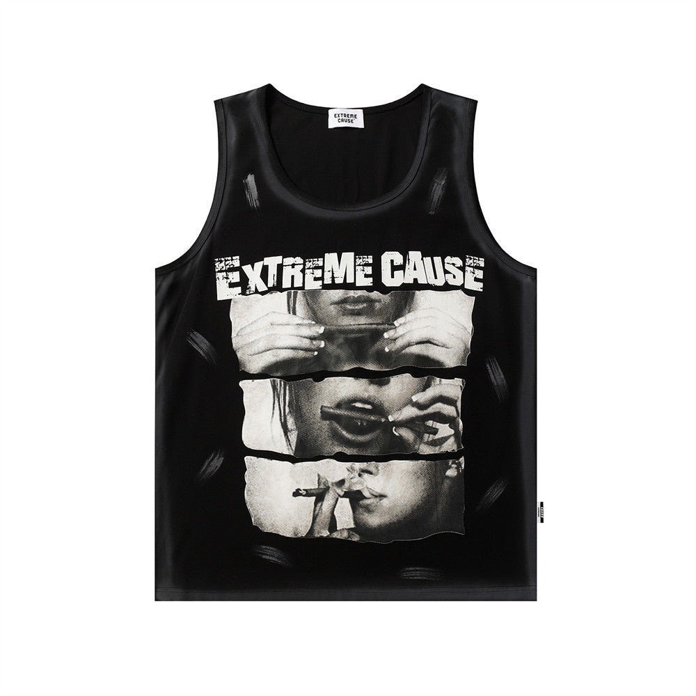 Punk Fashion Personalized Printing Casual Vest Men