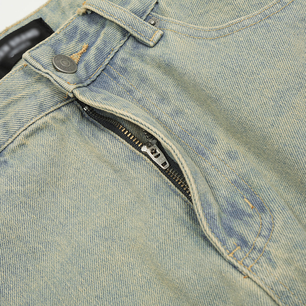 Mud Dyed Denim Straight-leg Pants Men