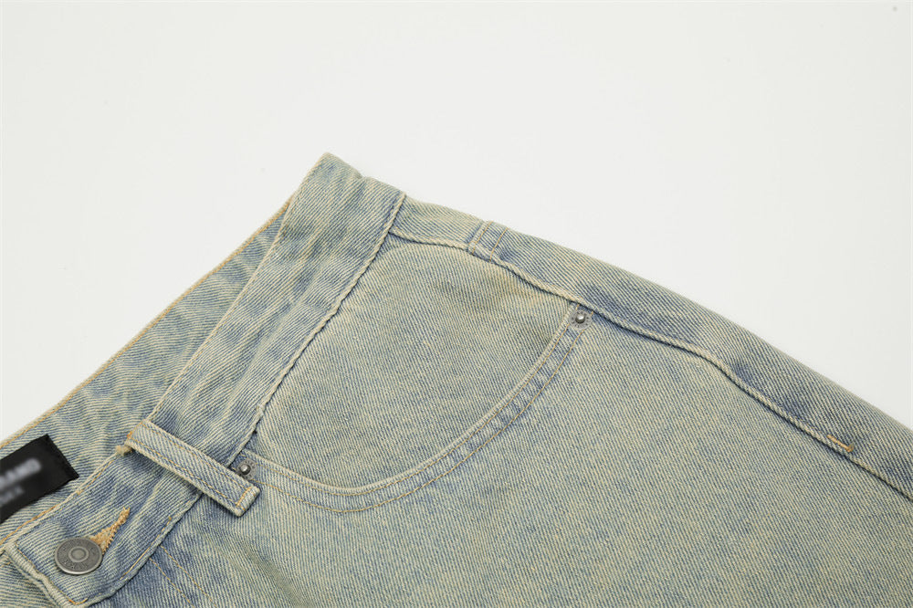 Mud Dyed Denim Straight-leg Pants Men