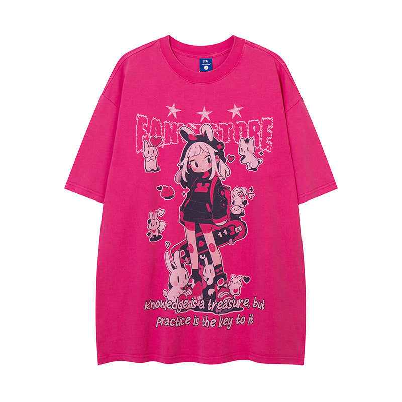 Anime Girl Print Short Sleeve Men And Women