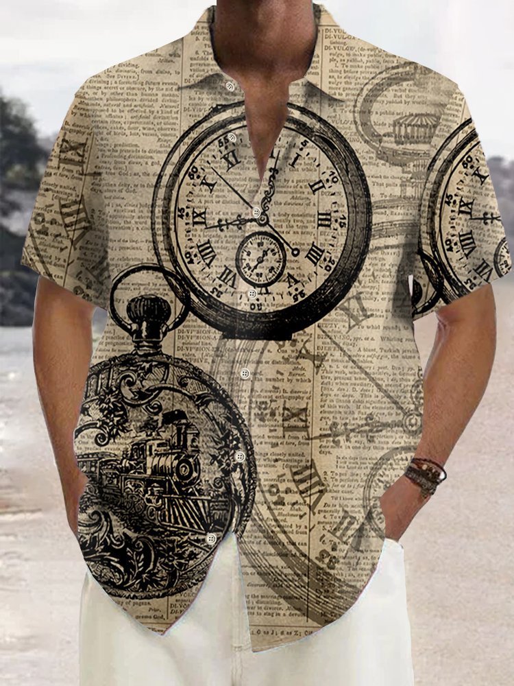 Men's Simplicity Printed Short-sleeved Shirt