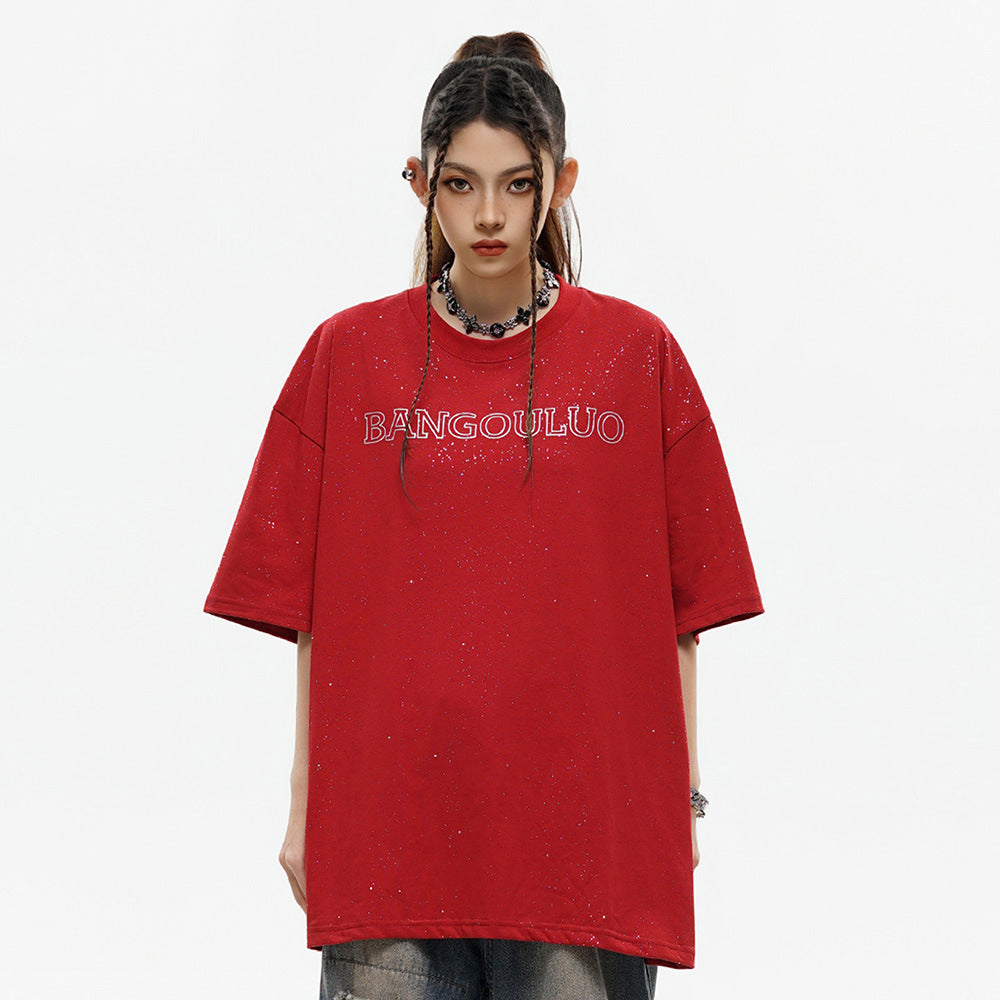 Starry Sky Letter Print Short-sleeve Men