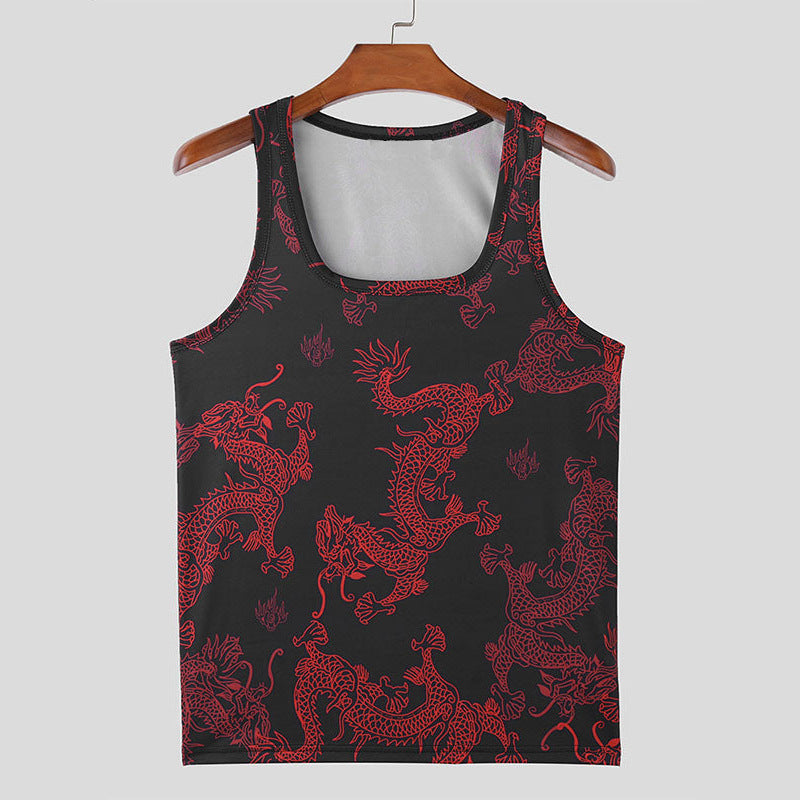 Cross-border Chinese-style Stretch Slim Men's Street Sports Personalized Vest