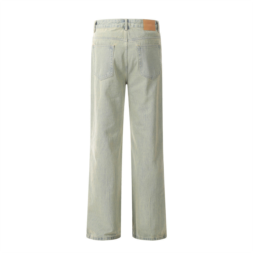 Mud Dyed Denim Straight-leg Pants Men