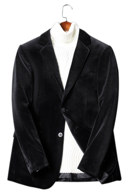 Slim-fit Lapel Velvet Jacket