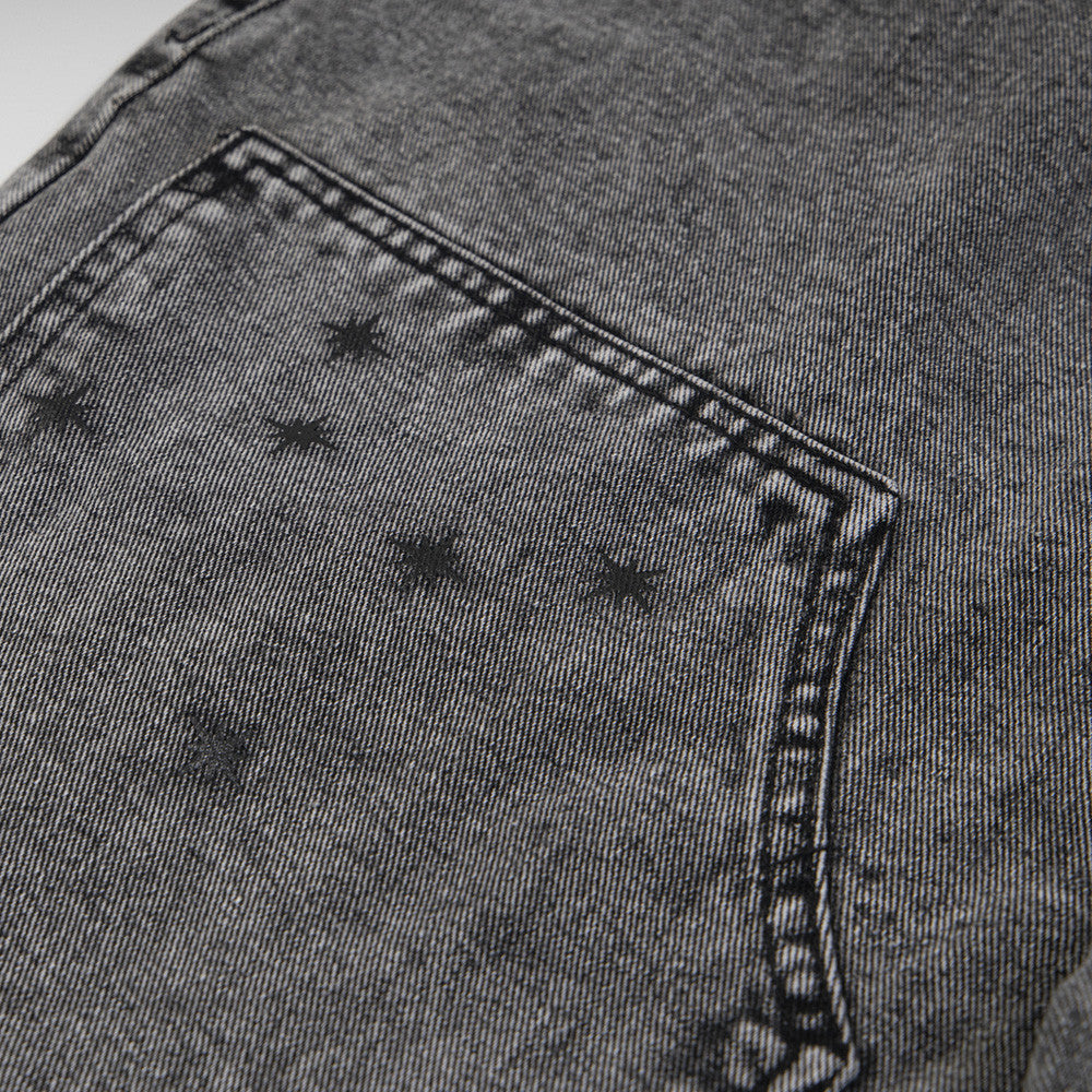 Heavy Industry Washed And Worn Denim Cargo Pants Retro Loose Wide Leg Straight Mop Trousers