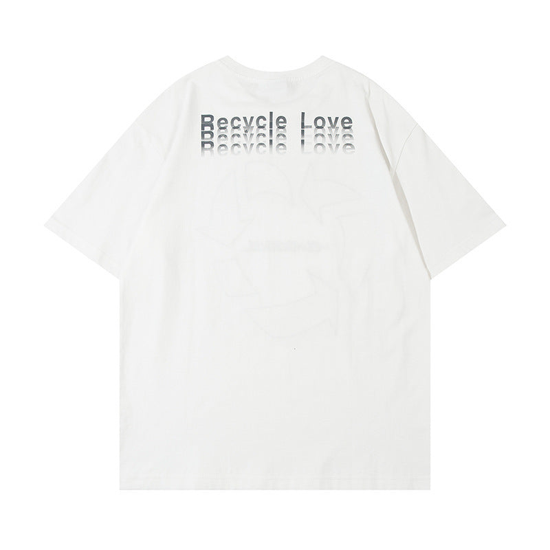 Creative Heart-shaped Printed Short Sleeve Men