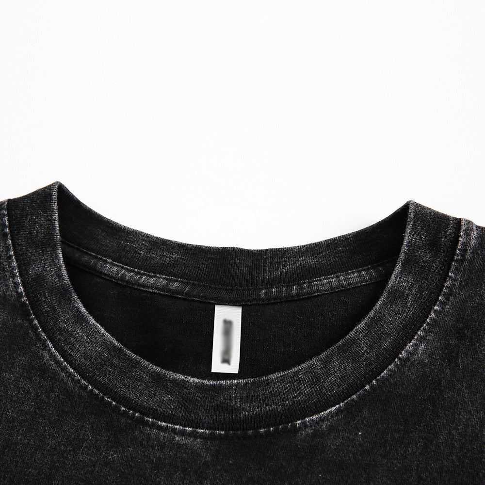 Dark Style Distressed Letter Print Short-sleeve Men