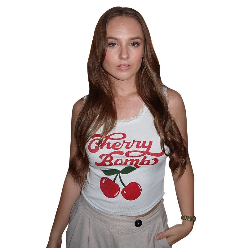 Women's Short-sleeved Shirt With Letter Print Knot
