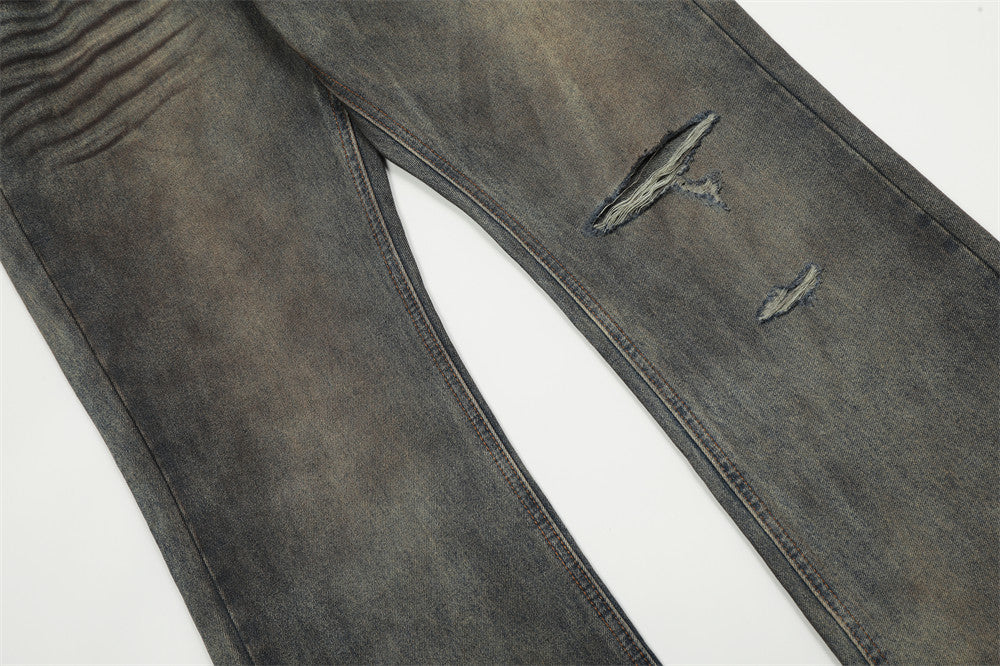Fashion Holes Dirty Denim Trousers For Men