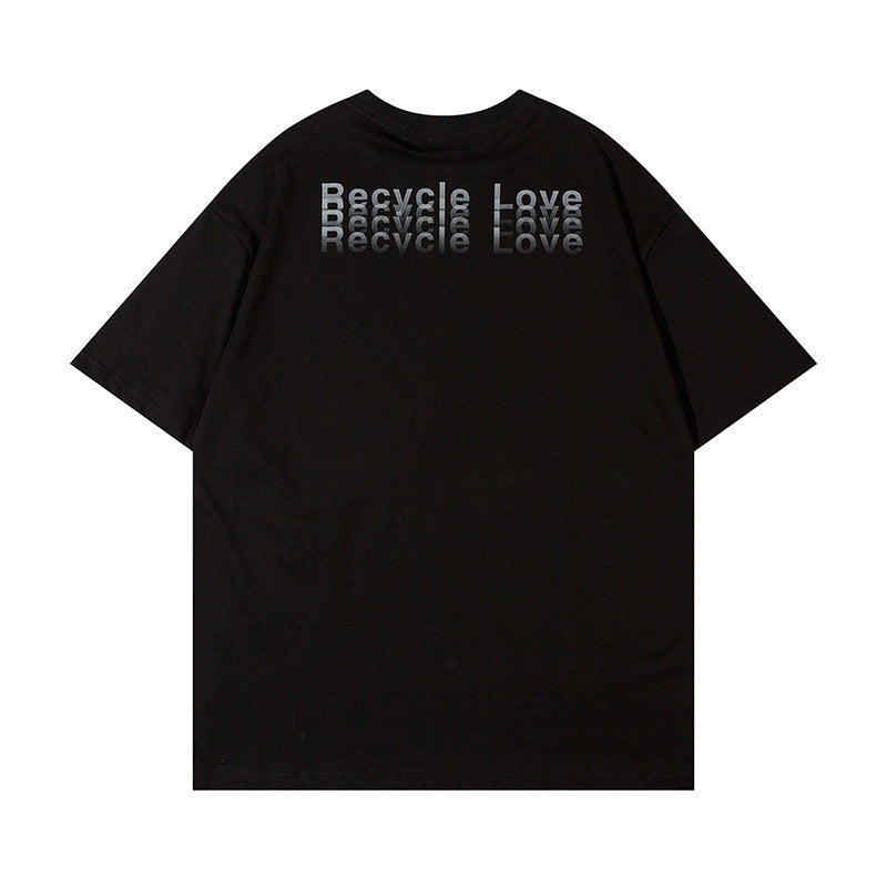 Creative Heart-shaped Printed Short Sleeve Men