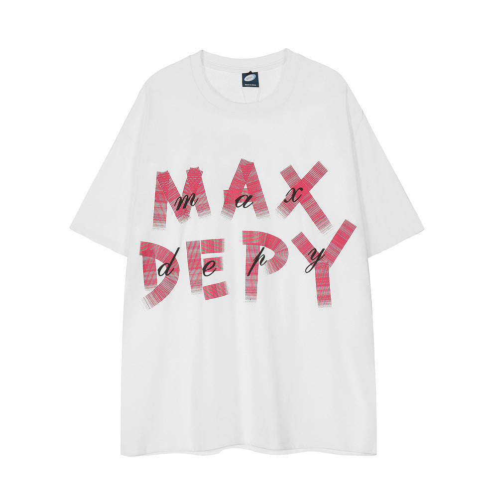 Fashion Letters Printed Loose T-shirt Men's