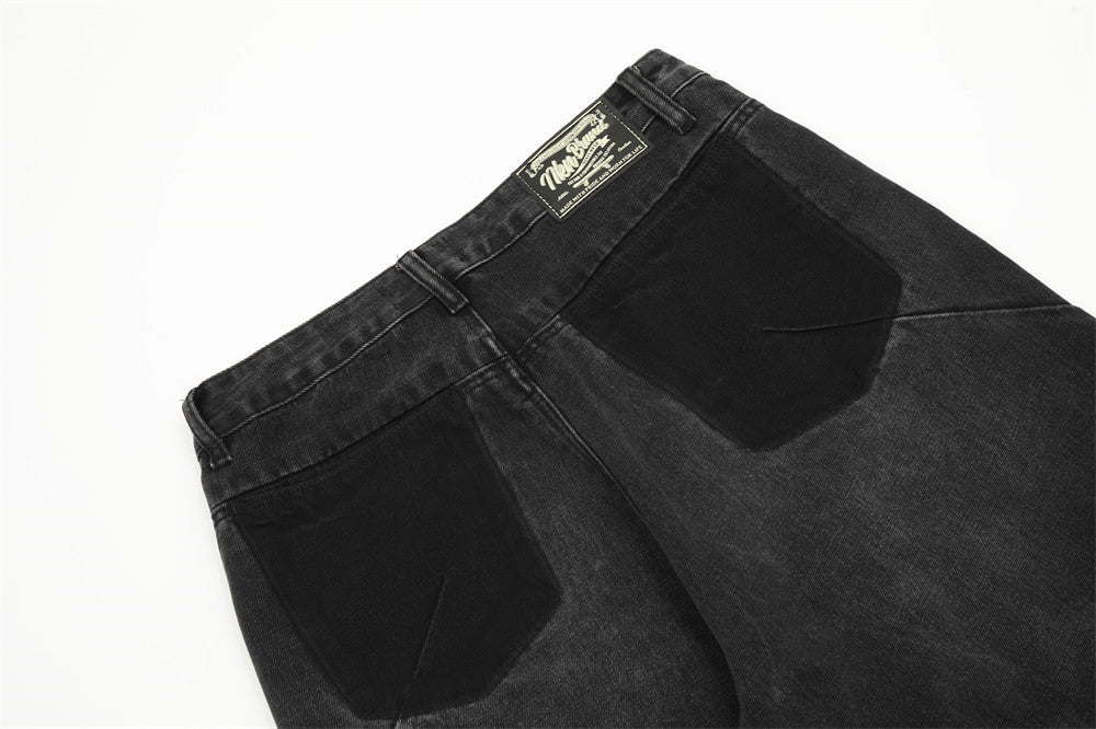 Fashion Holes Denim Straight-leg Pants Male