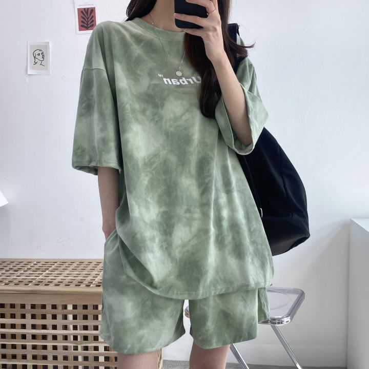 Casual Sports Cotton Short Sleeve Shorts Women's Two Piece Set
