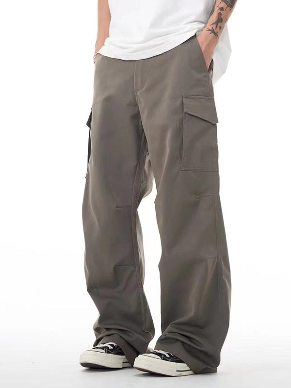 American Workwear Micro-pull Wide-leg Casual Pants