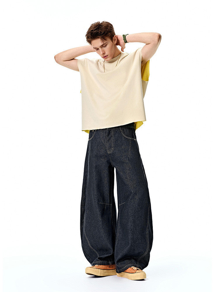 Fashion American Wide Leg Denim Trousers Men