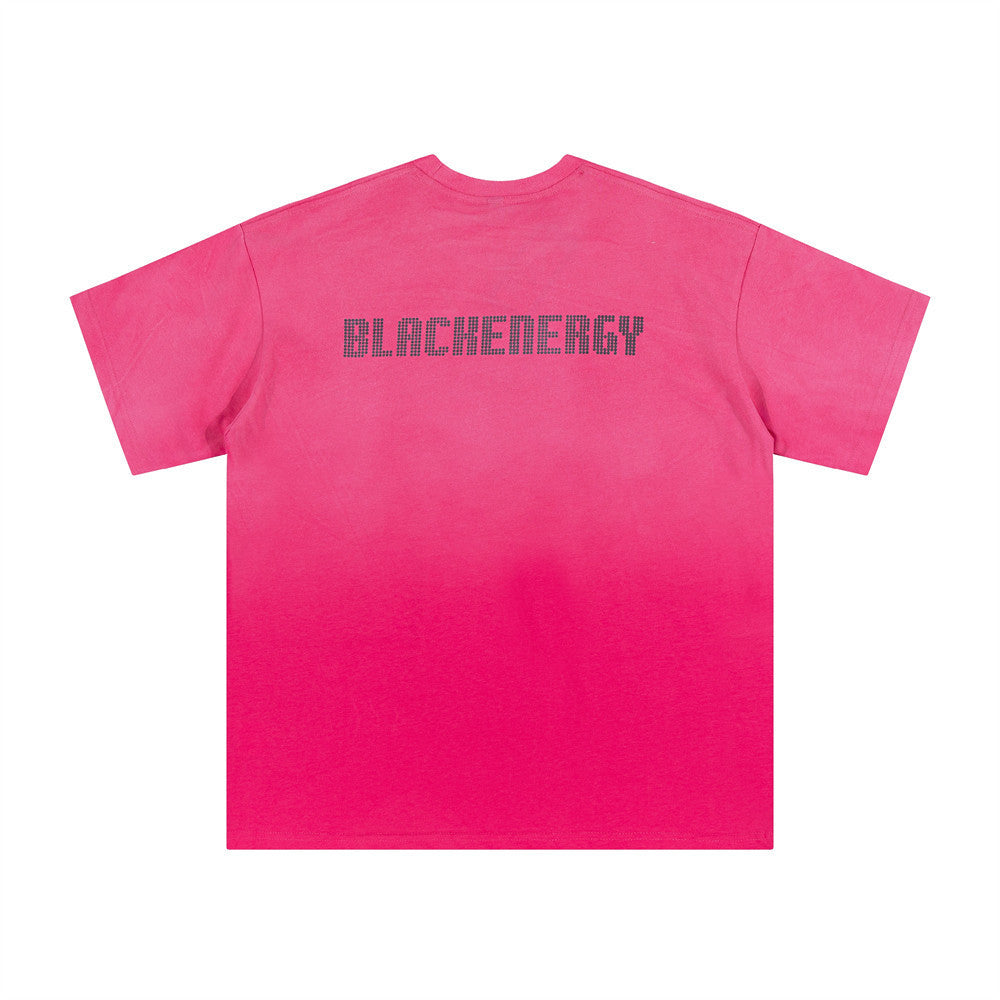 Tie Dye Gradient Letter Print Short-sleeve Men