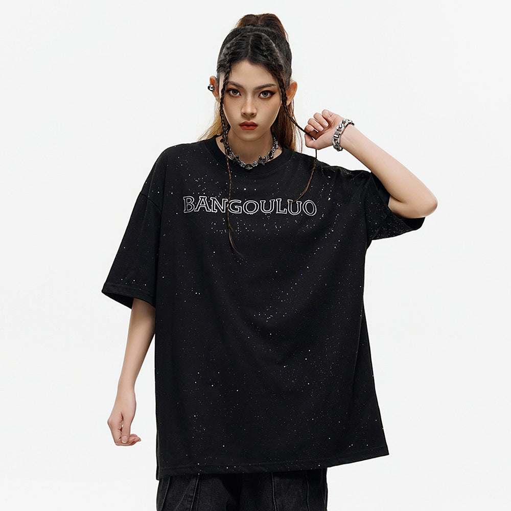 Starry Sky Letter Print Short-sleeve Men