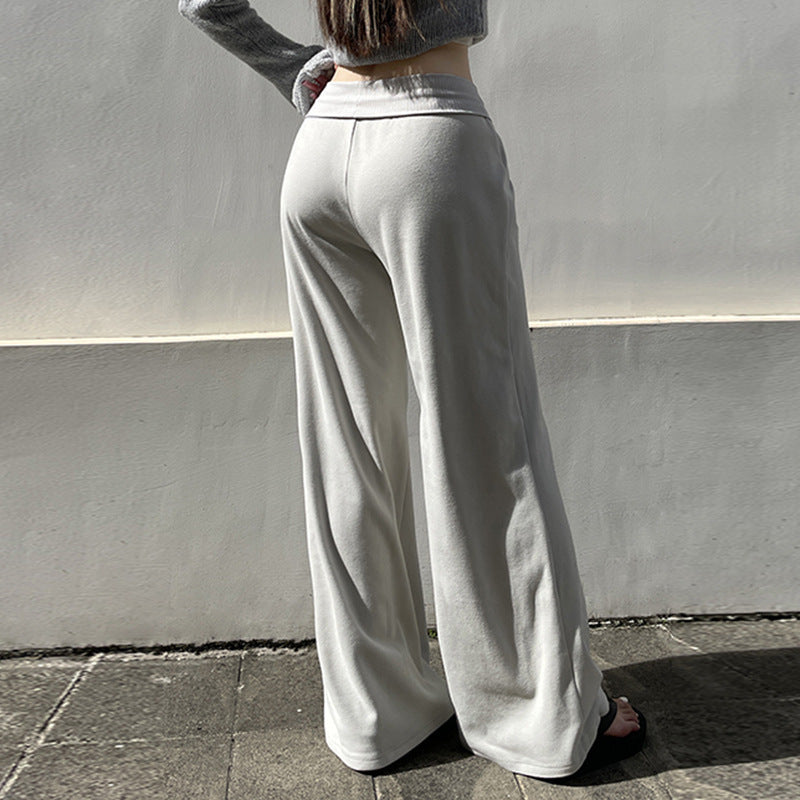 European And American Style Draping Effect Wide Leg Pants