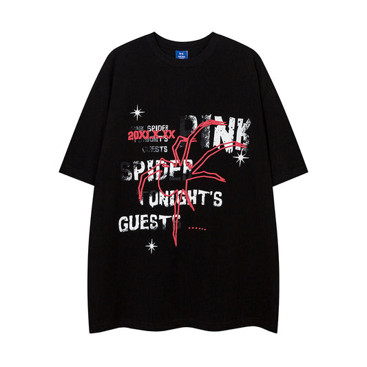 Fashion Spider Letter Print Short-sleeve Men