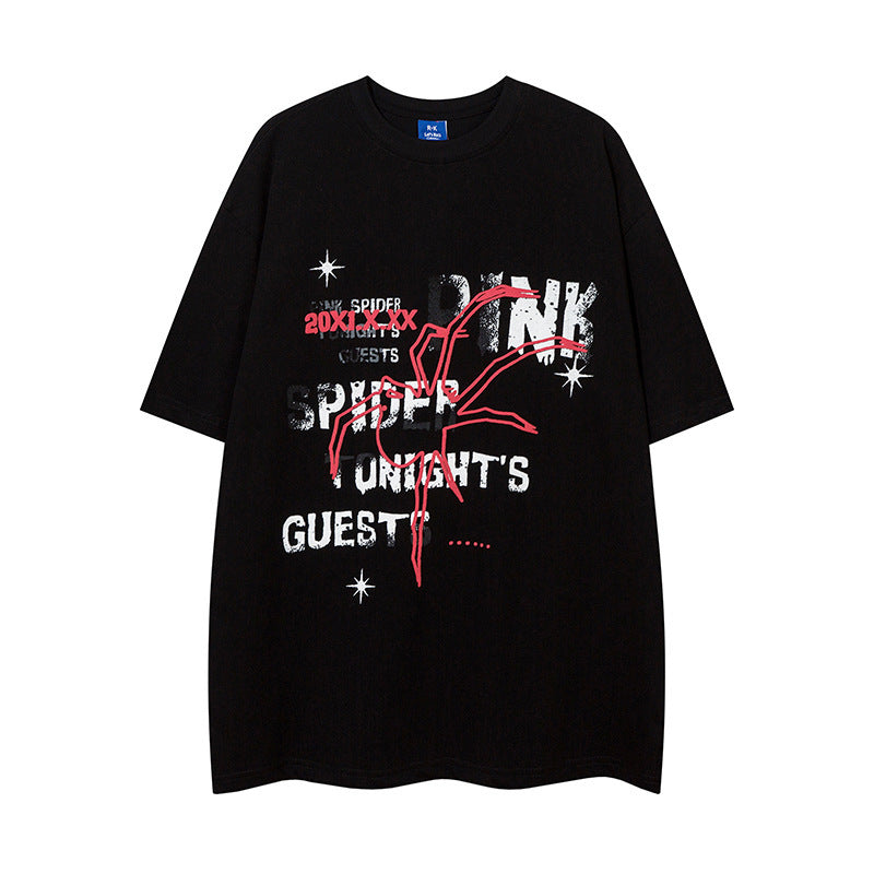 Fashion Spider Letter Print Short-sleeve Men