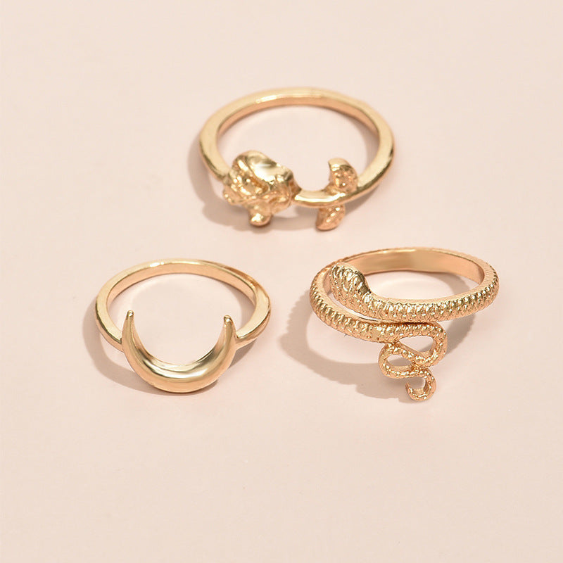 Simple Style Sweet Three-piece Ring Set
