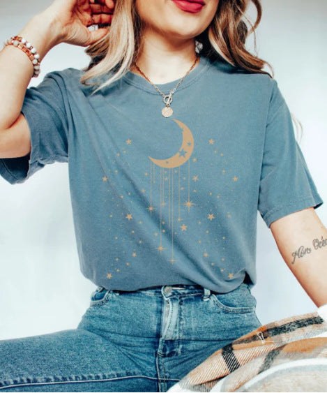 Women's T-shirt Green Blue Pink Printed Short Sleeve Casual Weekend Basic V-neck
