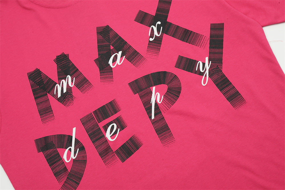 Fashion Letters Printed Loose T-shirt Men's