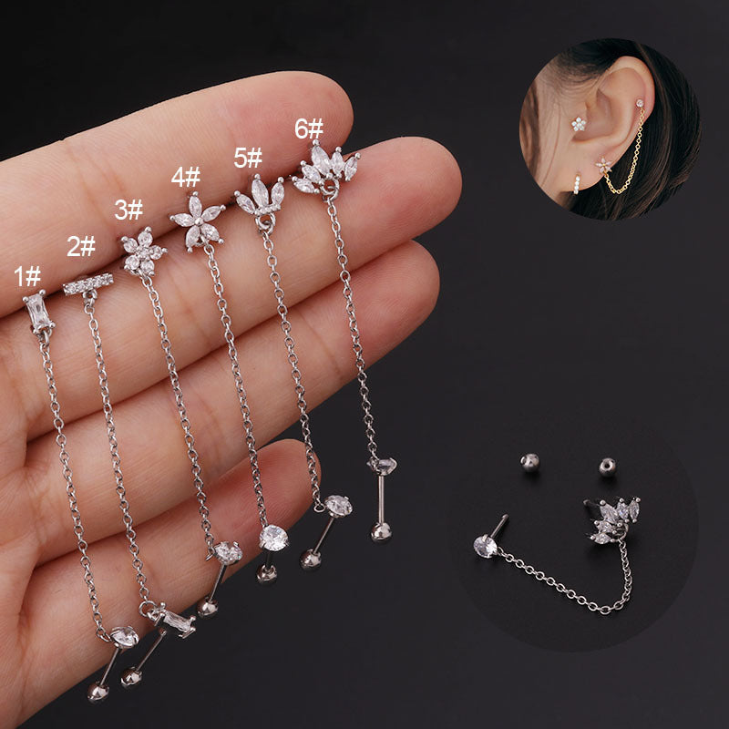Thin Rod Stainless Steel Double Pierced Ear Bone Nails