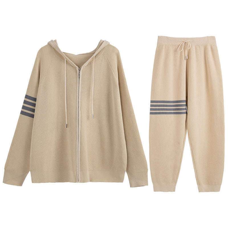 Cardigan Jacket Wide-leg Pants Knit Suit