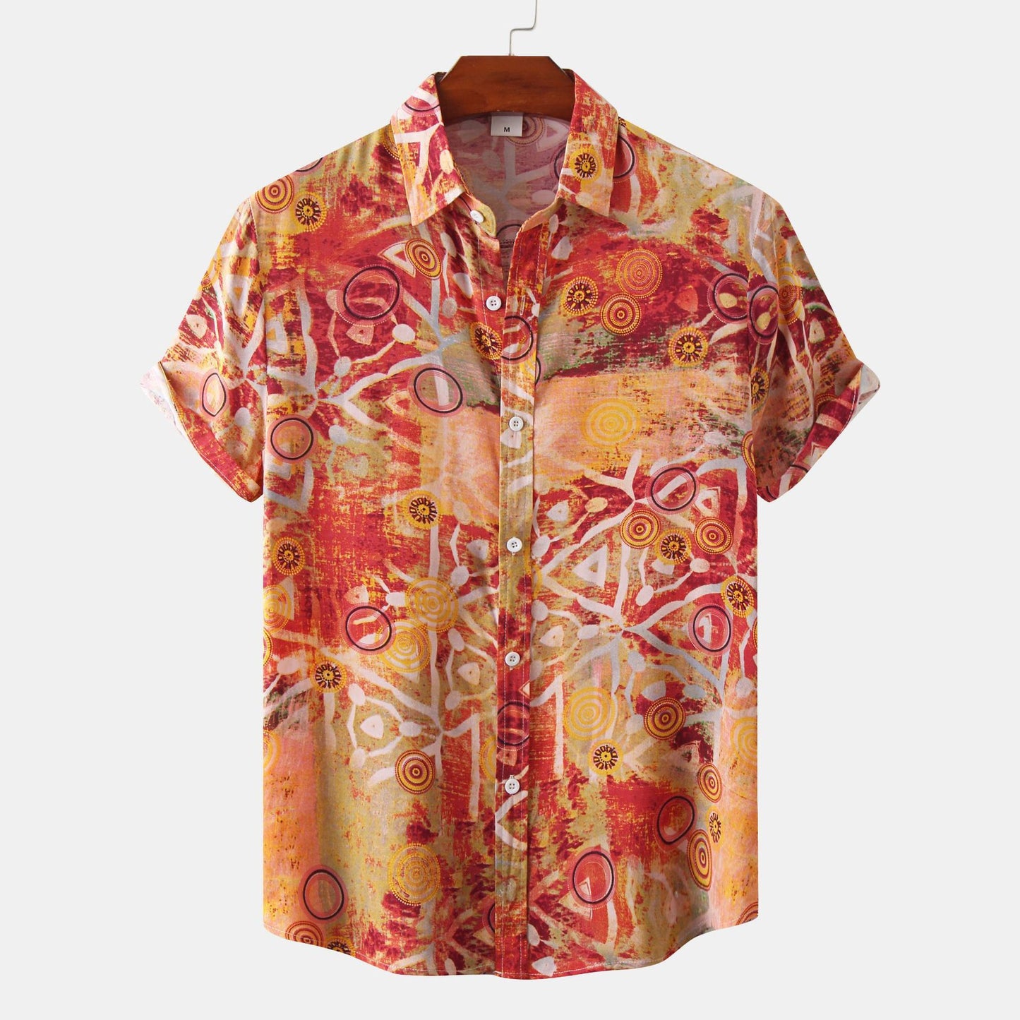 European And American Floral Men's Short-sleeved Shirt