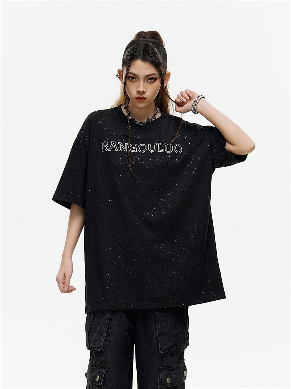 Starry Sky Letter Print Short-sleeve Men