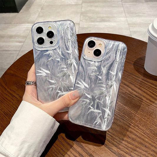 Feather Yarn Silver Bamboo Phone Case High Sense