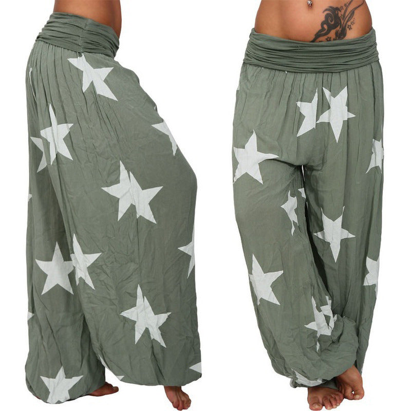 Women's Star Print Solid Color Harem Pants