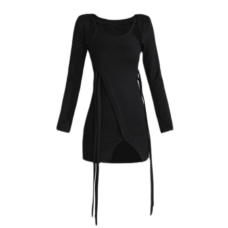 Hot Girl Stitching Irregular Slit Slim Fit Slimming Hip Skirt