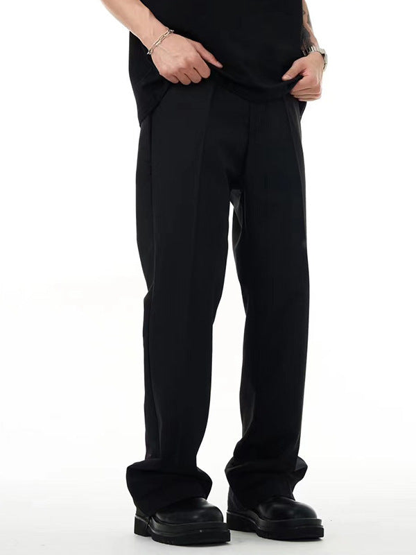Straight Basic Plus Size Solid Color Business Casual Trousers