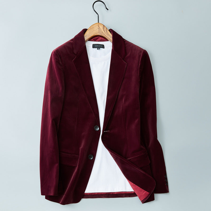 Slim-fit Lapel Velvet Jacket