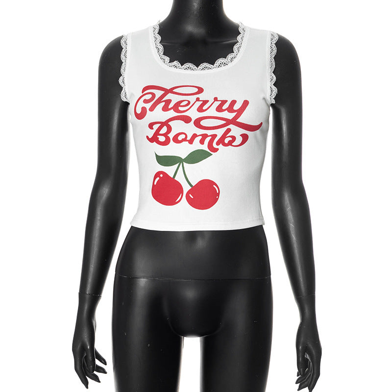 Women's Short-sleeved Shirt With Letter Print Knot