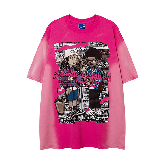 Hand Painted Cartoon Animation Short Sleeve Men