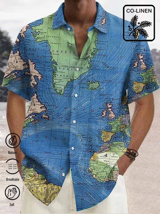 Men's Simplicity Printed Short-sleeved Shirt
