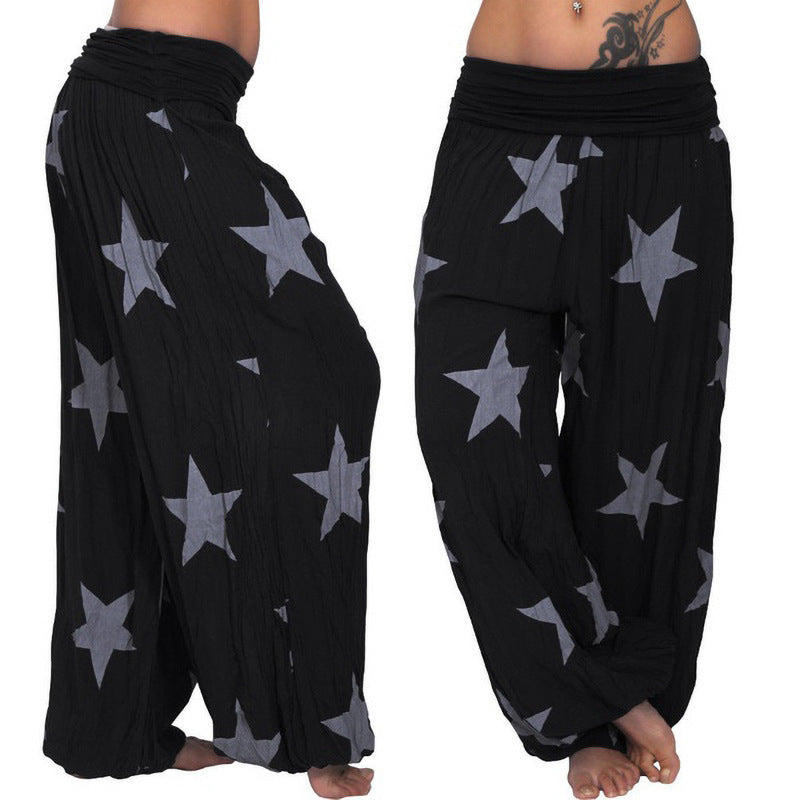 Women's Star Print Solid Color Harem Pants
