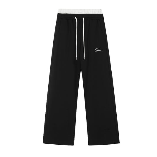 Color Matching Elastic Waist Casual Trousers For Men