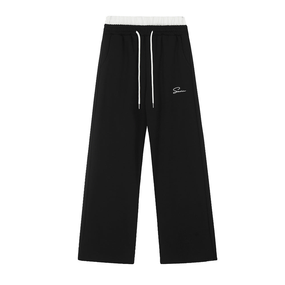 Color Matching Elastic Waist Casual Trousers For Men