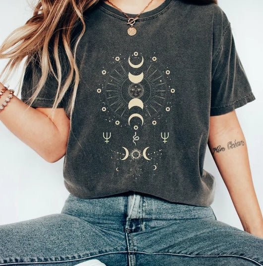 Women's T-shirt Green Blue Pink Printed Short Sleeve Casual Weekend Basic V-neck