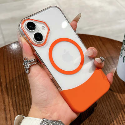 Phone Case Magnetic Up And Down Plug AF Transparent Stitching Two-color Protective Sleeve