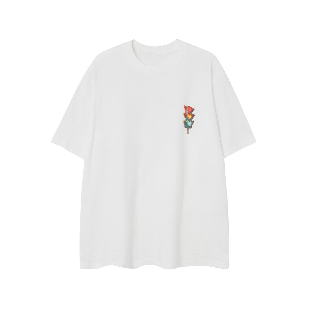 Summer Casual Three-color Love Graffiti Short Sleeve T-shirt