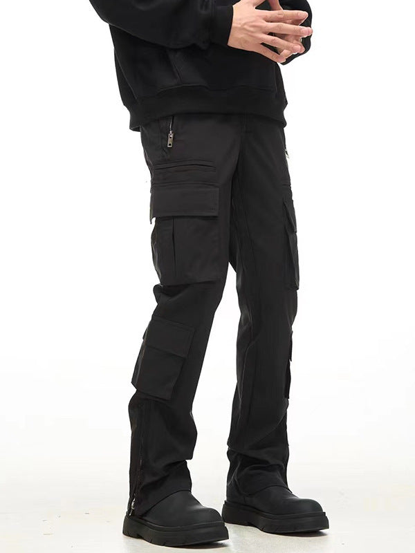 American Retro Multi-pocket Function Pants Wide Leg Black Cargo Pants